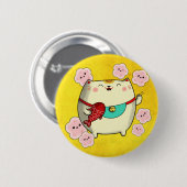 Badge Rond 5 Cm Cuisine ronde Maneki Neko Chat (Devant & derrière)
