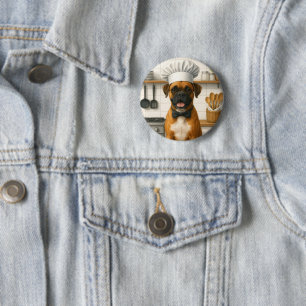 Badge Rond 5 Cm Cuisinier Boxer Drôle Chien En Cuisine Pour Les Cu
