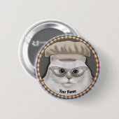 Badge Rond 5 Cm Cuisinier Chat Persan épinglette (Devant & derrière)