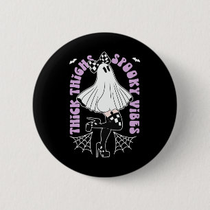Badge Rond 5 Cm Cuisse Vibes Éffrayantes Cute Ghost Halloween chau