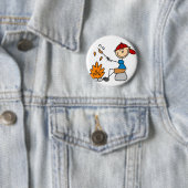 Badge Rond 5 Cm Cuisson du bouton campant de hot-dogs (En situation)