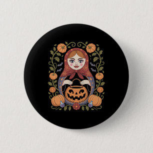 Badge Rond 5 Cm Culture russe Khokhloma Doll Matroska Halloween