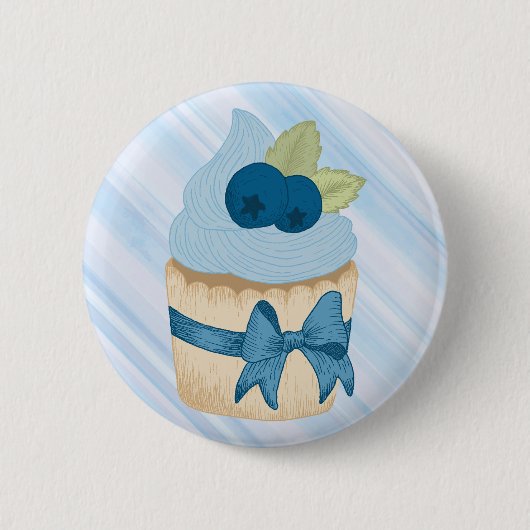 Badge Rond 5 Cm Cupcake aux bleuets mignonnes fête d'anniversaire (Devant)