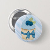 Badge Rond 5 Cm Cupcake aux bleuets mignonnes fête d'anniversaire (Devant & derrière)
