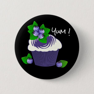 Badge Rond 5 Cm Cupcake aux myrtilles miam !