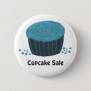 Badge Rond 5 Cm Cupcake bleu givré - Vente Cupcake