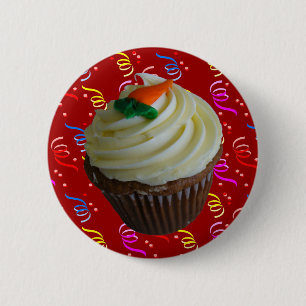 Badge Rond 5 Cm Cupcake de carottes avec Confetti