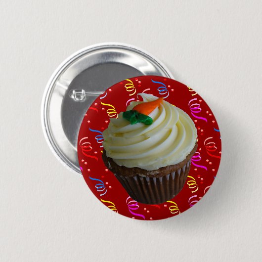 Badge Rond 5 Cm Cupcake de carottes avec Confetti (Devant & derrière)