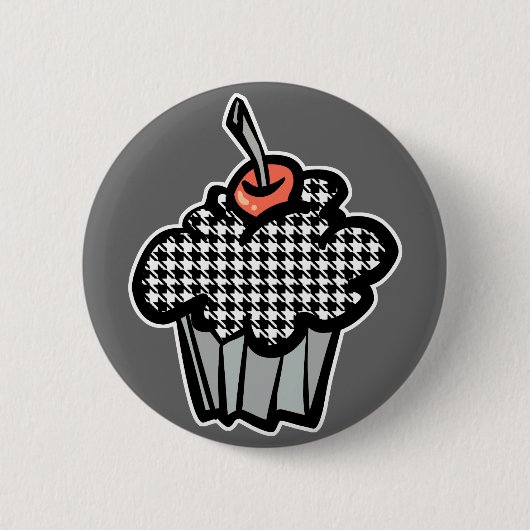 Badge Rond 5 Cm cupcake houndstooth (Devant)