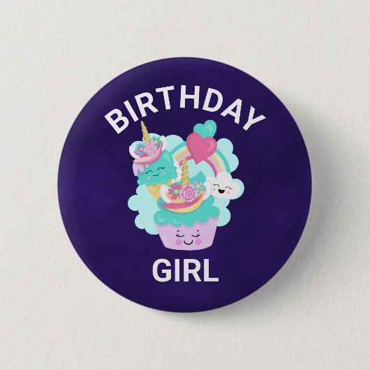 Badge Rond 5 Cm Cupcake mignonne et de la crème glacée joyeuse Ann (Devant)