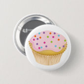 Badge Rond 5 Cm Cupcake rose (Devant & derrière)