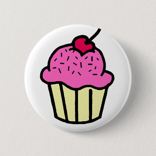 Badge Rond 5 Cm Cupcake rose (Devant)