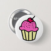 Badge Rond 5 Cm Cupcake rose (Devant & derrière)