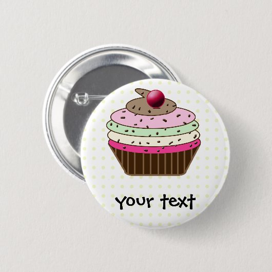 Badge Rond 5 Cm Cupcake sucré (Devant & derrière)