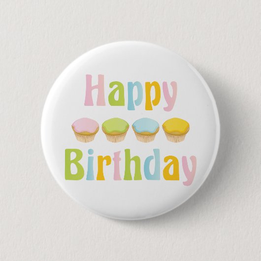 Badge Rond 5 Cm Cupcakes de Joyeux Anniversaire (Devant)