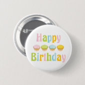 Badge Rond 5 Cm Cupcakes de Joyeux Anniversaire (Devant & derrière)