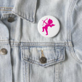 Badge Rond 5 Cm Cupidon - Bow et Flèche d'Amour rosé chaud (En situation)