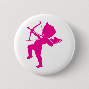 Badge Rond 5 Cm Cupidon - Bow et Flèche d'Amour rosé chaud