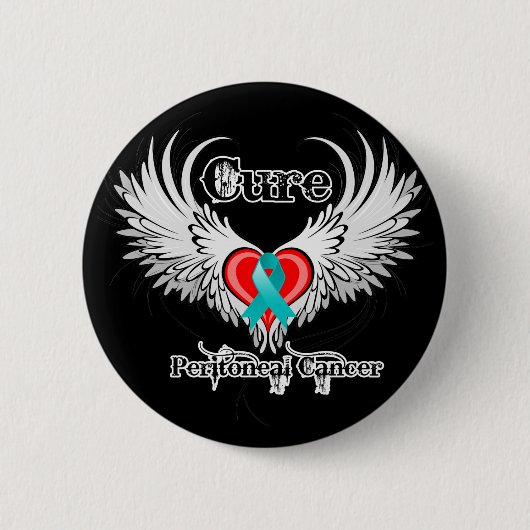 Badge Rond 5 Cm Cure Cancer péritonéal Coeur Tatouage ailes (Devant)