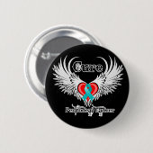 Badge Rond 5 Cm Cure Cancer péritonéal Coeur Tatouage ailes (Devant & derrière)