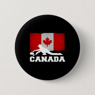 Badge Rond 5 Cm Curling Canada Drapeau Fierté Vacances Voyage Cana