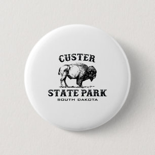 Badge Rond 5 Cm Custer State Park Dakota du Sud Bison d'Amérique S