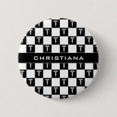 Badge Rond 5 Cm Custom Black and White Medical Symbol Caduceus (Devant)