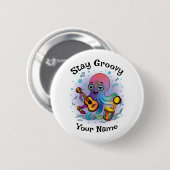 Badge Rond 5 Cm Custom Button | Retro Octopus | Name & Text (Devant & derrière)