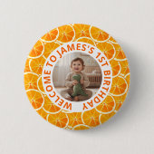 Badge Rond 5 Cm Custom First Birthday Round Photo (Devant)