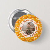 Badge Rond 5 Cm Custom First Birthday Round Photo (Devant & derrière)