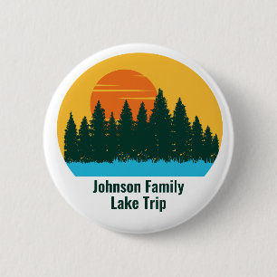 Badge Rond 5 Cm Custom Lake House Voyage en famille Coucher de sol