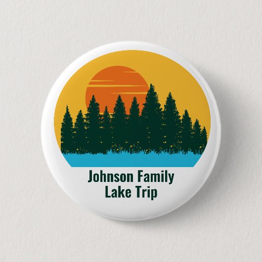 Badge Rond 5 Cm Custom Lake House Voyage en famille Coucher de sol (Devant)