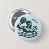 Badge Rond 5 Cm Custom Name Water Polo (Devant & derrière)