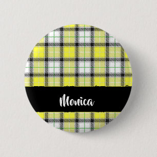 Badge Rond 5 Cm Custom name yellow plaid