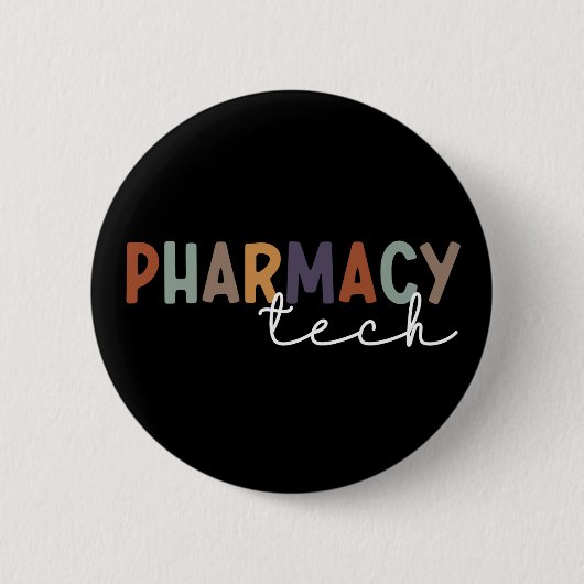 Badge Rond 5 Cm Custom Pharmacy Tech Retro Pharmacy Technician (Devant)