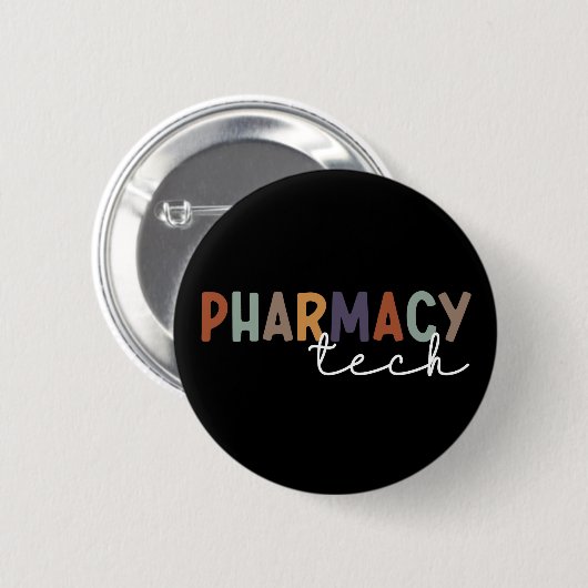 Badge Rond 5 Cm Custom Pharmacy Tech Retro Pharmacy Technician (Devant & derrière)
