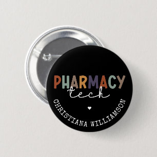 Badge Rond 5 Cm Custom Pharmacy Tech Retro Pharmacy Technician