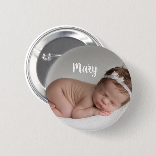 Badge Rond 5 Cm Custom photo and name button personalized (Devant & derrière)