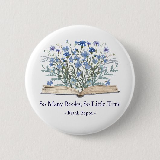 Badge Rond 5 Cm Custom Quote Blue Wildflowers Grow From Book (Devant)
