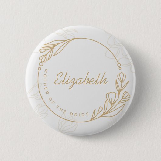 Badge Rond 5 Cm Custom Simple Floral Mère de la mariée (Devant)