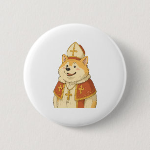 Badge Rond 5 Cm Cute Akita Pope - Drôle Chien Design