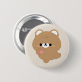 Badge Rond 5 Cm Cute Amour Ours Brown (Devant & derrière)