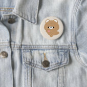 Badge Rond 5 Cm Cute Amour Ours Brown (En situation)