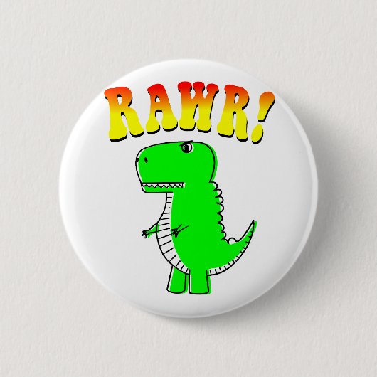Badge Rond 5 Cm Cute and Angry T-Rex RAWR Groovy Text (Devant)