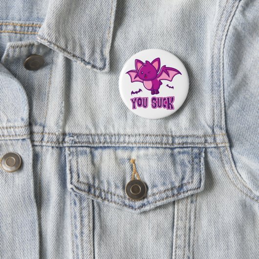 Badge Rond 5 Cm Cute and Funny Halloween Vampire Bats You Suck (En situation)