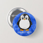 Badge Rond 5 Cm Cute Aquarelle Pingouin bleu (Devant & derrière)