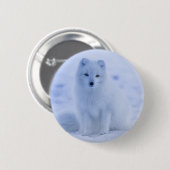 Badge Rond 5 Cm Cute Arctic Fox sur Snowy Winter Arrière - plan (Devant & derrière)
