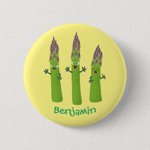 Badge Rond 5 Cm Cute asperges chantant un trio végétal dessin anim