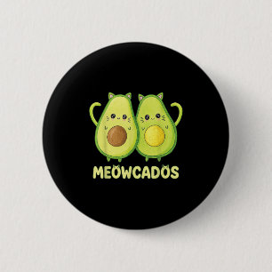 Badge Rond 5 Cm Cute Avocado Kitten Pun Funny Kawaii Alimentation