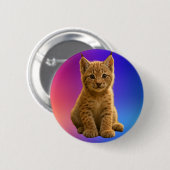 Badge Rond 5 Cm Cute Baby Lynx (Devant & derrière)